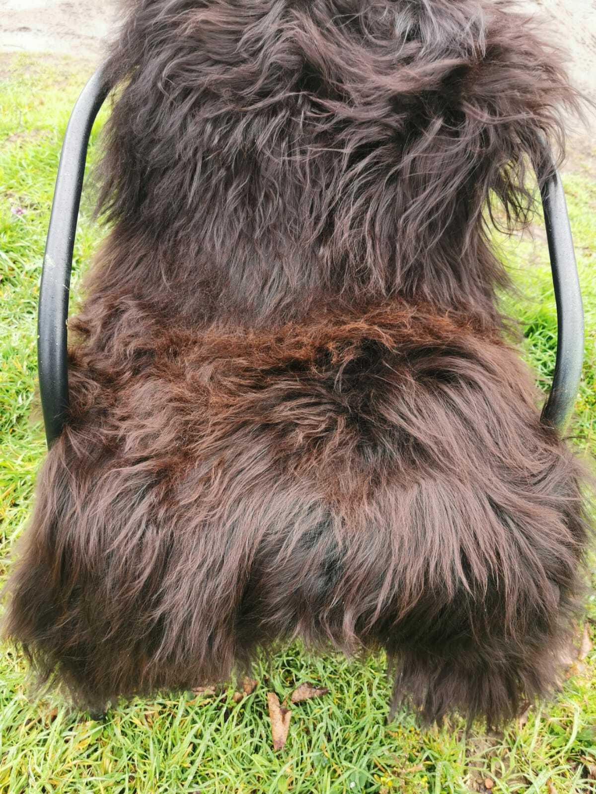 FELL Öko Island Lammfell Schaffell Natur Braun lange Wolle ca. 115 cm - Rotbraun/Dunkelbraun, Fell (65/115cm) - Provellus