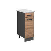 SCHUBLADENSCHRANK R-Line Goldkraft Eiche 30 cm AP Marmor - Anthrazit/Eiche Wotan, Holzwerkstoff (30/81.6/60cm) - Vicco