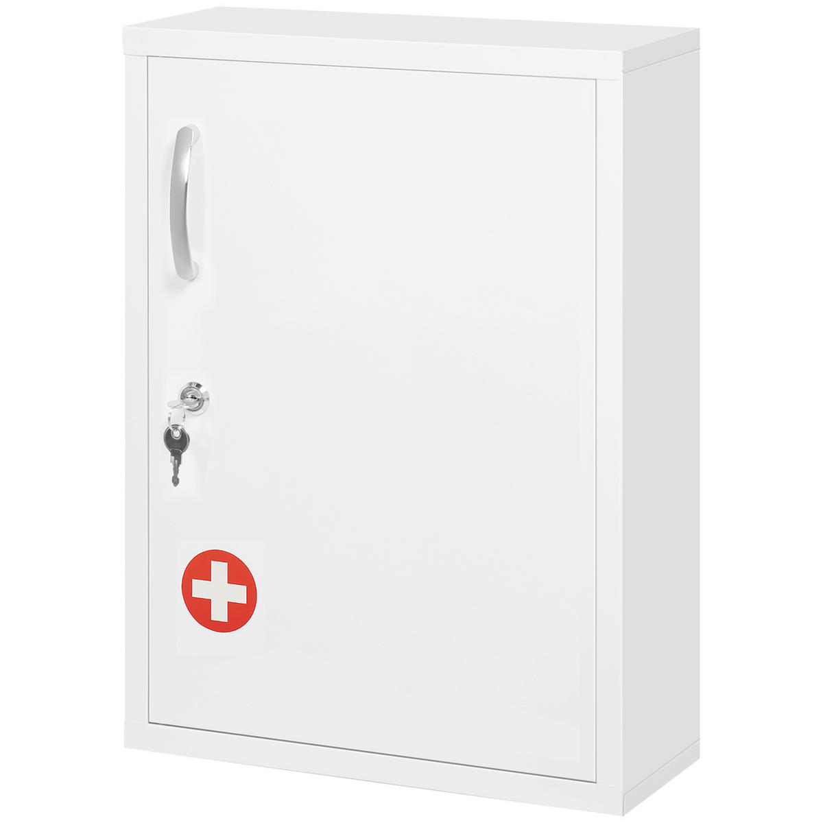 MEDIZINSCHRANK Weiß abschließbar 3 Fächer 40/15/53,5 cm - Weiß, Metall (40/53.5/15cm) - PANGIVO