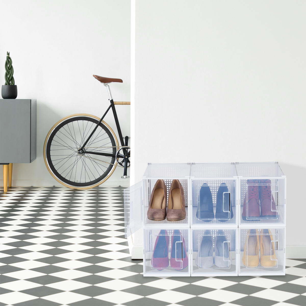 6XSCHUHBOX - Transparent, Kunststoff (21/22/33cm) - Relaxdays