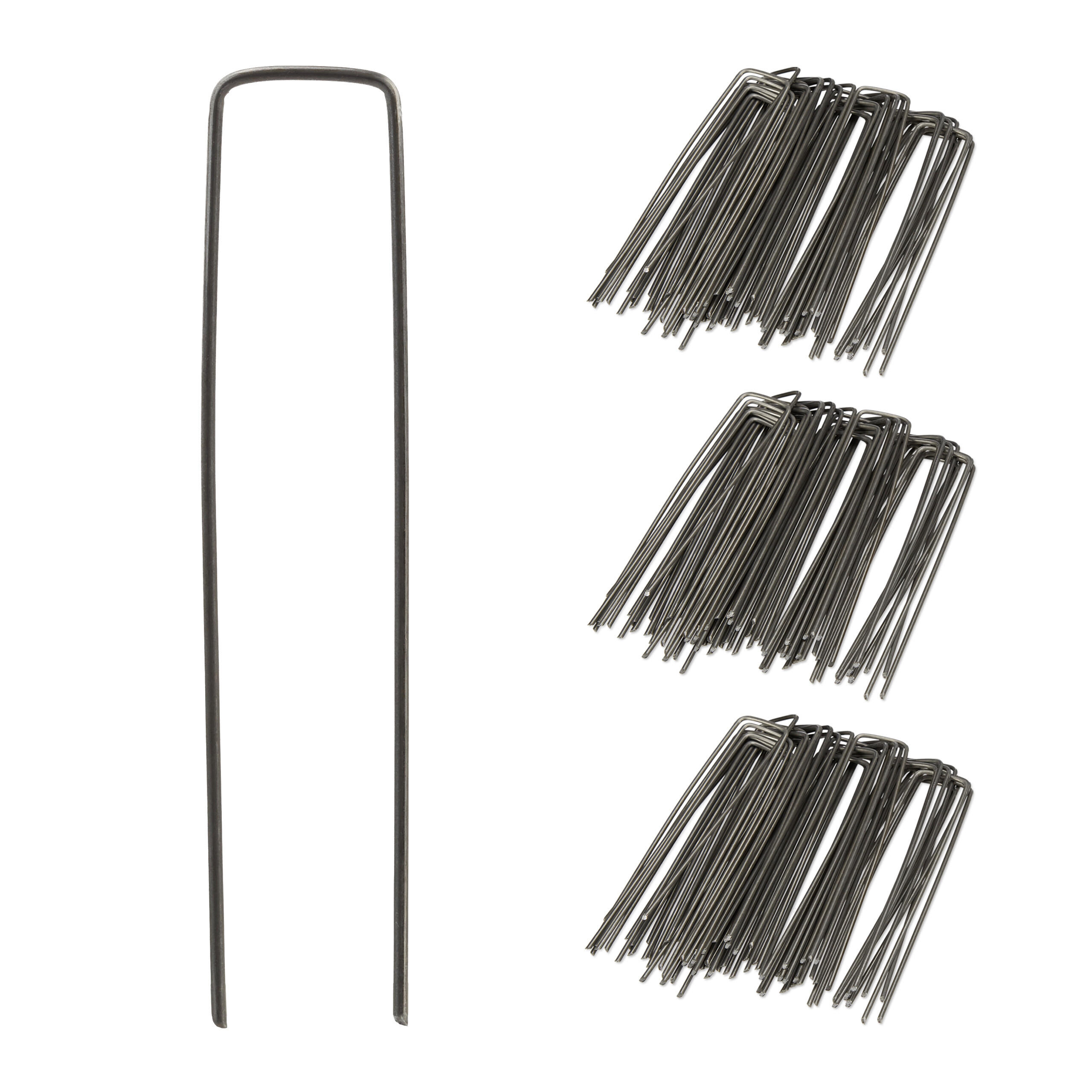 ERDANKER Anthrazit 150er-Set Stahl U-Form 15 cm - Anthrazit, Metall (3/15/0.2cm) - Relaxdays