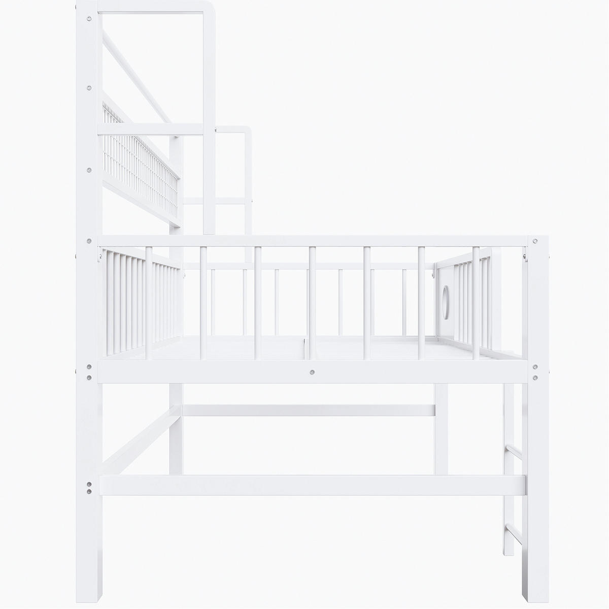 KINDERBETT 90/200 cm aus Metall mit Stauraum und Kleiderstange - Weiß, Metall (90/200cm) - Flora Grace