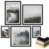 WANDBILDER 5er-Set - 50x50 cm & 20x30 cm & 40x60 cm Schwarzer Rahmen - Klippenblicke, Strandlandschaften - Schwarz, Kunststoff (40/60cm) - ArtPrintCave