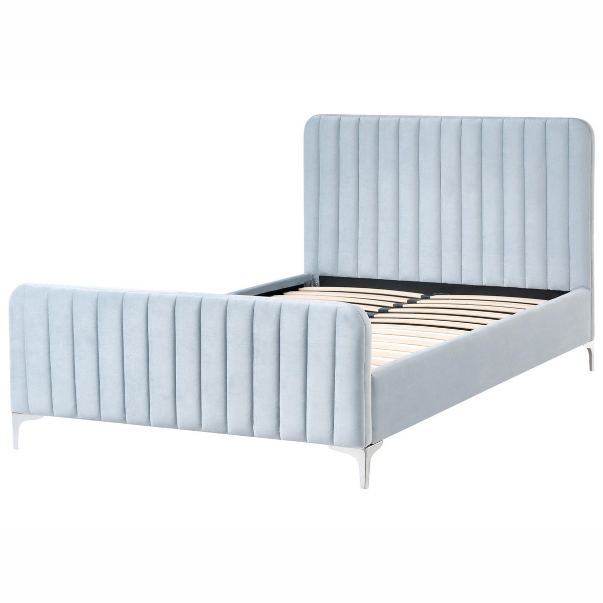 BETT mit Lattenrost 120/200 cm Hellblau Lunan - Blau/Silberfarben, Textil (120/200cm) - Beliani