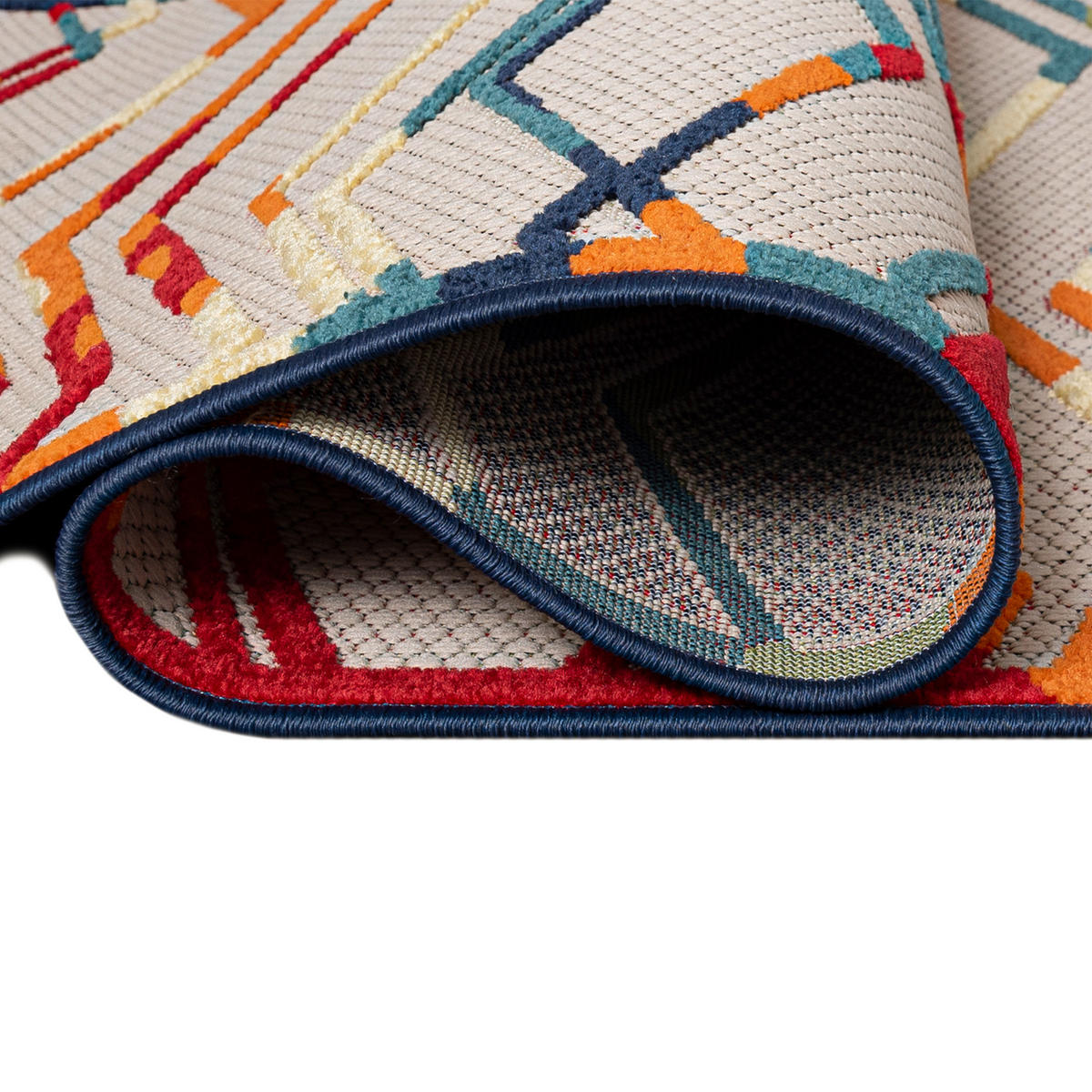 TEPPICH Outdoor Bunte Geometrisch Streifen Kurzflor Rechteckig - 80x150 cm - Hellgrün, Textil (80/150cm) - Mazovia