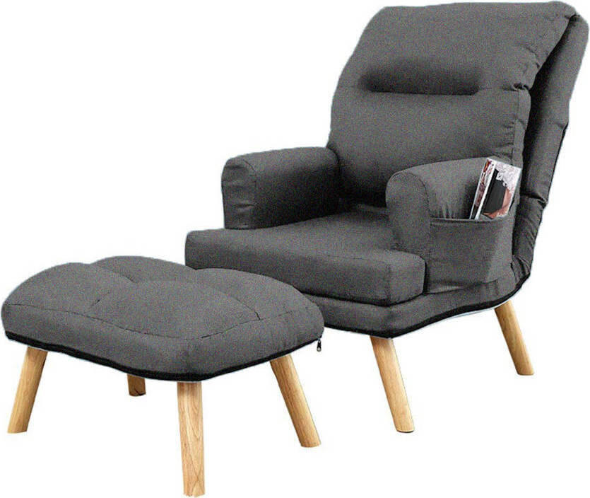 SESSEL Memo mit Fußhocker Rückenlehne 5-stufig einstellbar, grau - Dunkelgrau, Kunststoff (107/95/66cm) - Margaret Hadas24