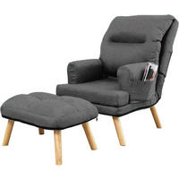 SESSEL Memo mit Fußhocker Rückenlehne 5-stufig einstellbar, grau - Dunkelgrau, Kunststoff (107/95/66cm) - Margaret Hadas24
