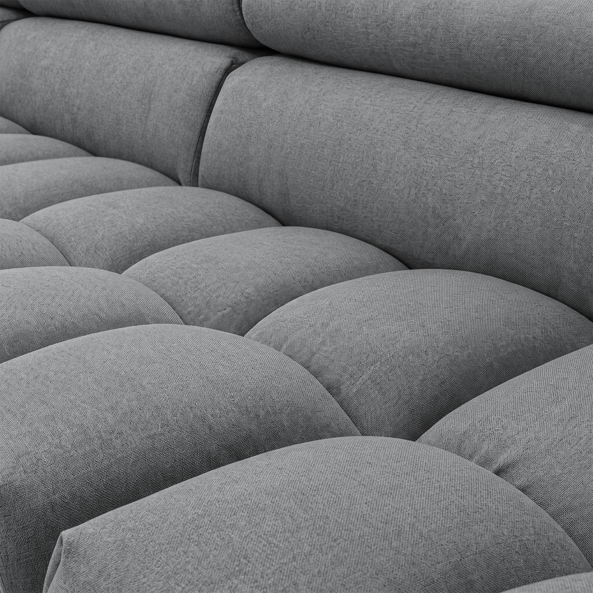 ECKSOFA PUDDING MAXI L Links mit Schlaffunktion 125x195 Velours Dunkelgrau - Dunkelgrau/Schwarz, Holz/Textil (203/350cm) - Muffo