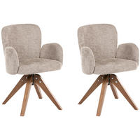 ESSZIMMERSTUHL 2er Set drehbar Stoff Taupe Jean - Taupe, Holz/Textil (64/82/70cm) - Beliani