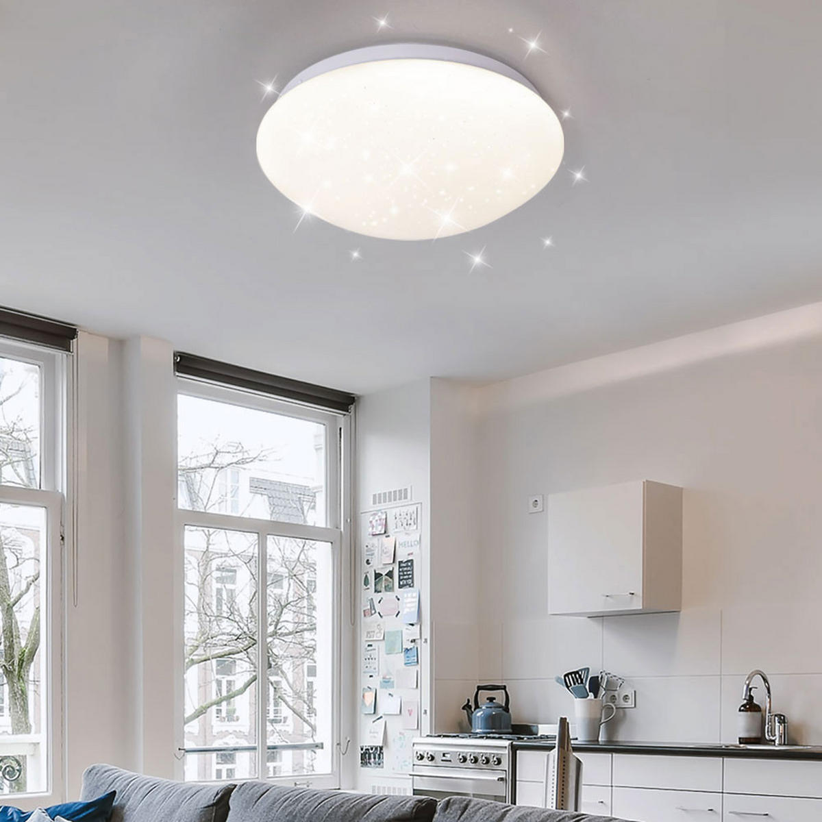 LED DECKENLEUCHTE Metall Weiß Sternenhimmel Effekt - Weiß, Metall (21.5/21.5/7.8cm)