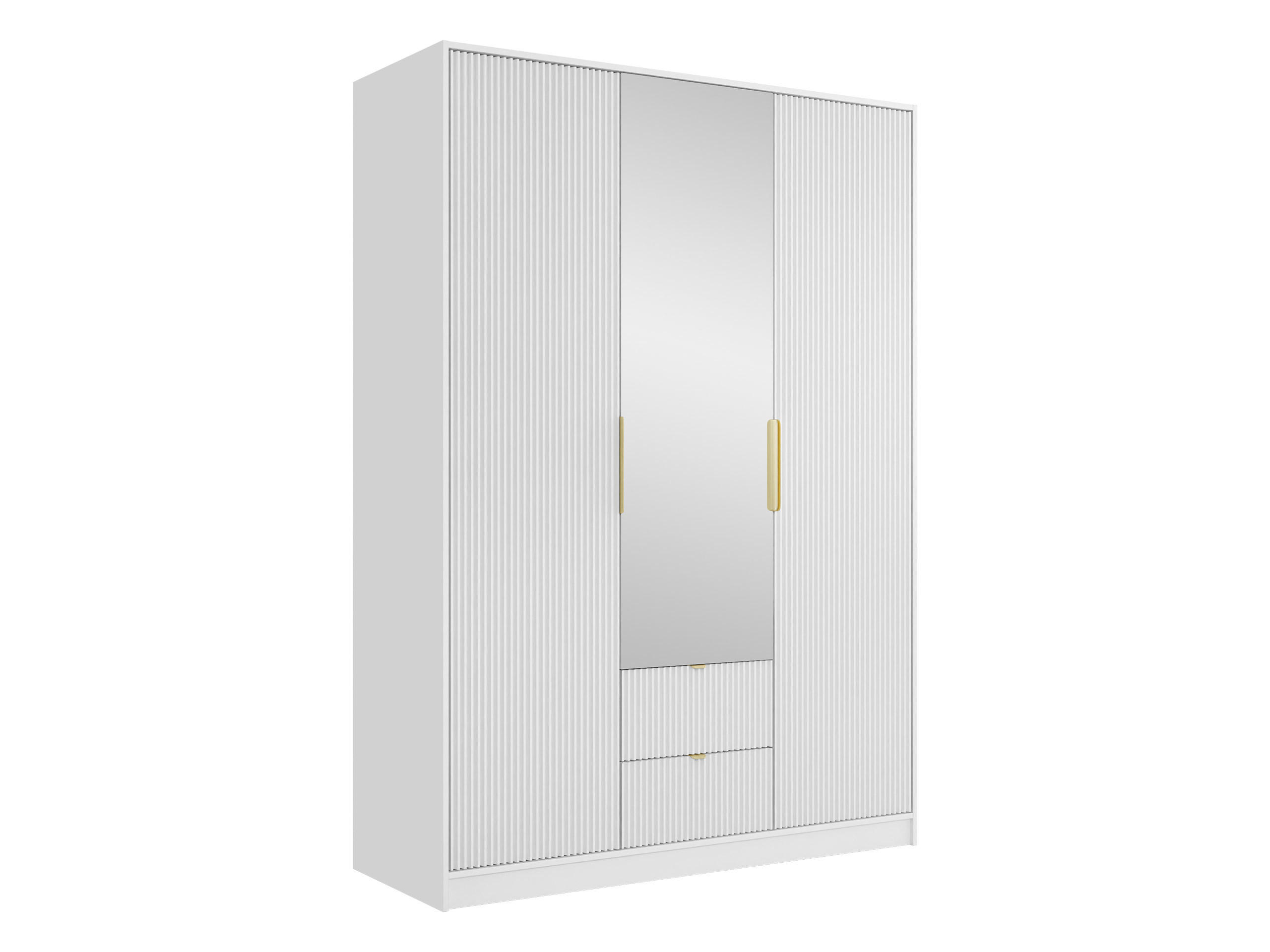 DREHTÜRENSCHRANK Tireno 3D2S - Goldfarben/Weiß, Holzwerkstoff/Metall (151/216/60cm) - MIRJAN24