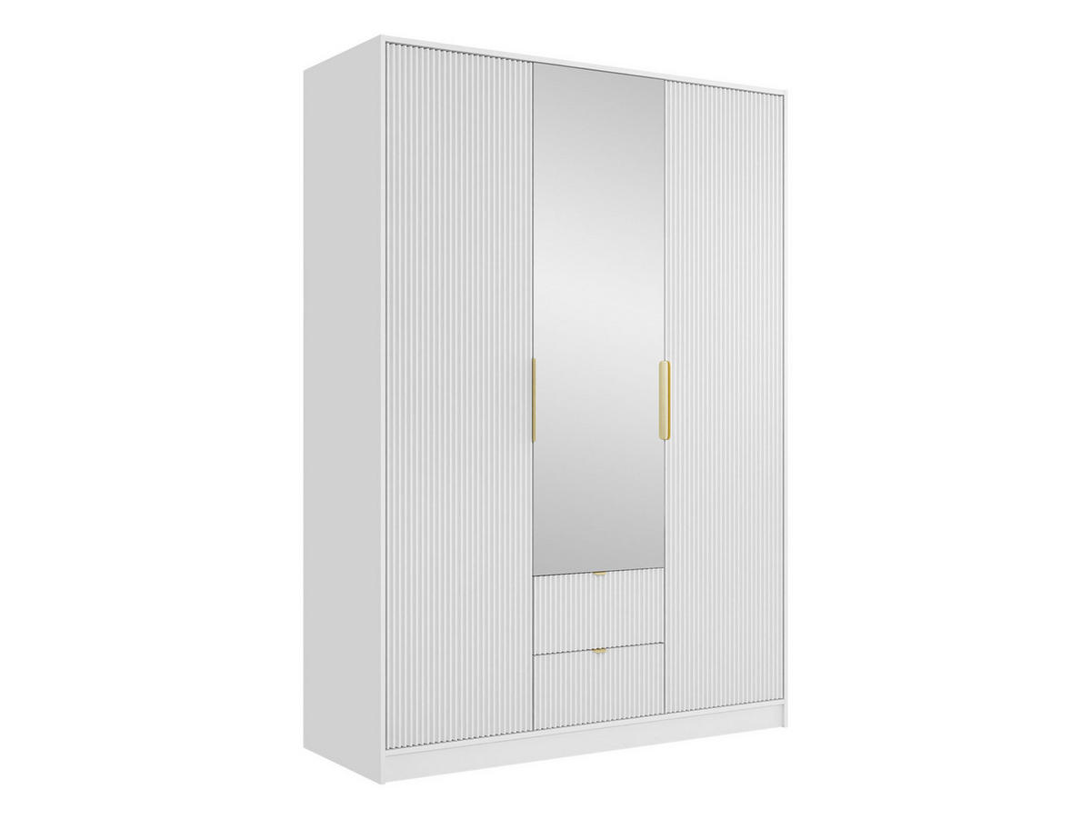 DREHTÜRENSCHRANK Tireno 2D - Goldfarben/Weiß, Holzwerkstoff/Metall (151/216/60cm) - MIRJAN24