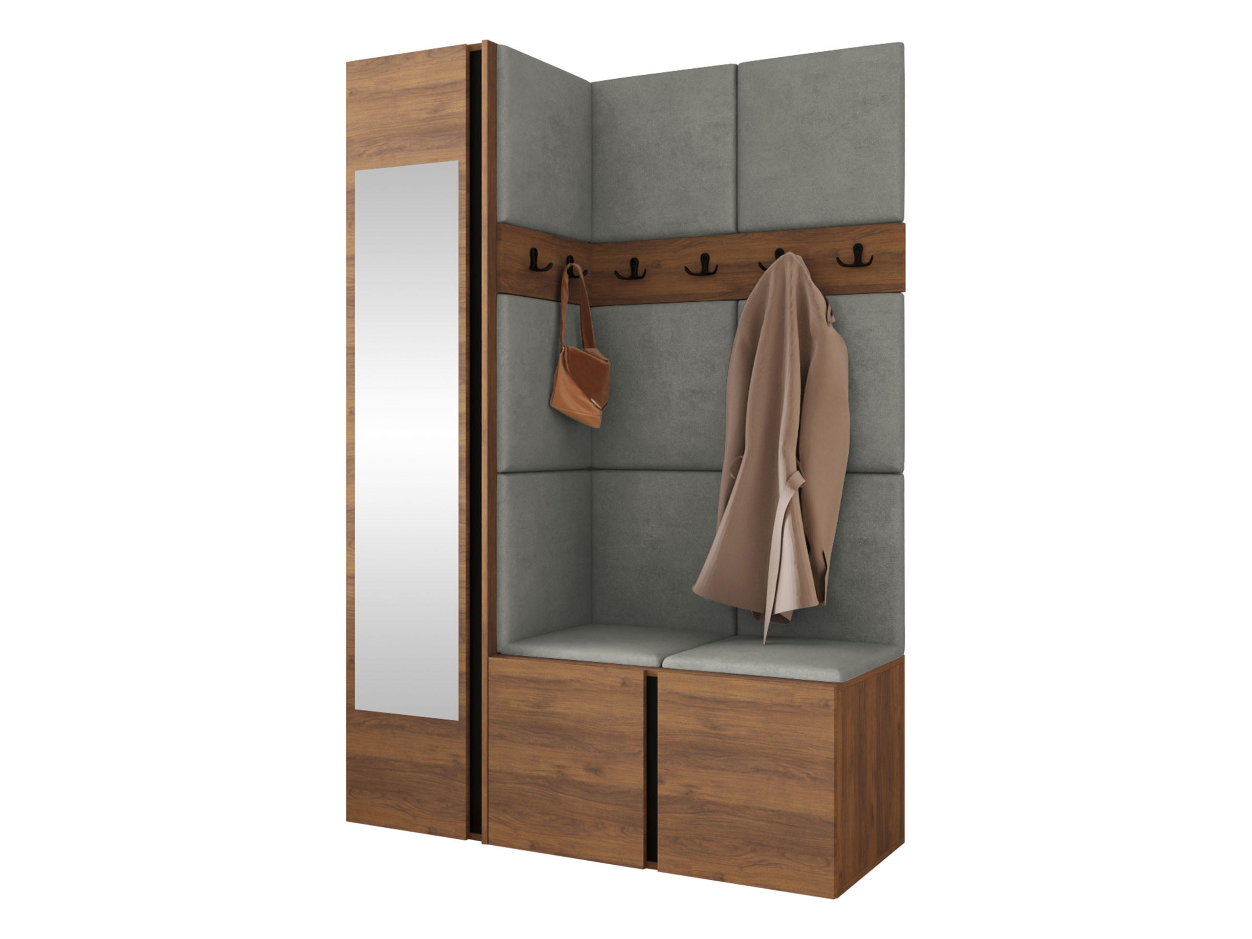 MOBILIER PENTRU HOL Orion X - culoare lemn de nuc/gri, material plastic/compozit lemnos (124/186/46cm) - MIRJAN24