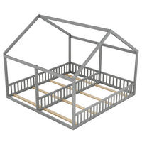 HAUSBETT 90/200 cm DE-04134, mit telgeländer, in Grau - Grau, Holz/Holzwerkstoff (90/200cm) - ComfortXL