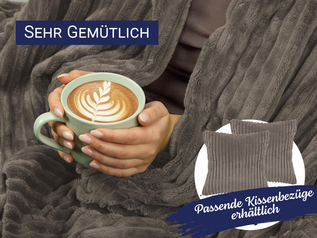 KUSCHELDECKE, 150x200 cm, 100% Polyester, Grau - Taupe, Textil (150/200cm) - Zollner