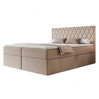 BOXBETT PONTI 160x200 cm Beige (Samt) - mit 2 Bettkästen, Bonellmatratze und vertikaler Rautensteppung - Beige, Holzwerkstoff/Textil (160/200cm) - Ravio