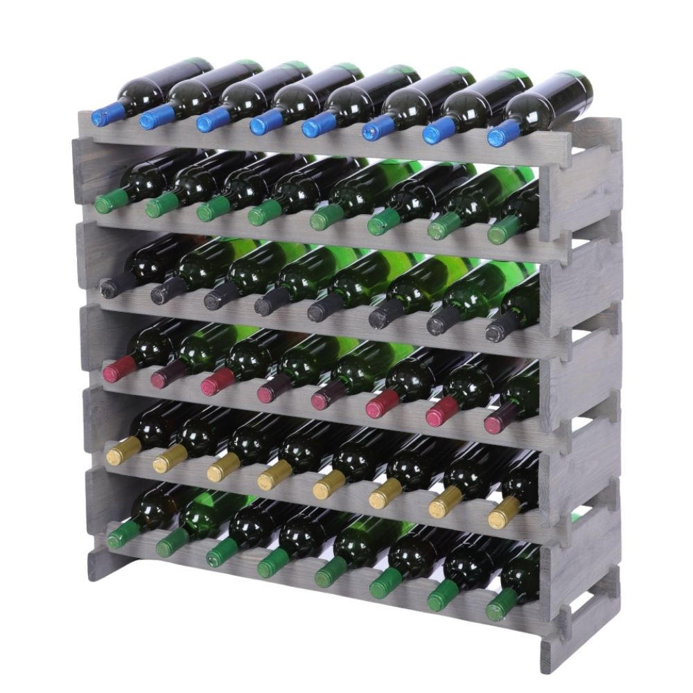 WEINREGAL VINOTECA FLEX PRO HxBxT 79x84x28cm 48 Flaschen auf 6 Ebenen Grau - Grau, Holz (84/79/28cm) - PROREGAL