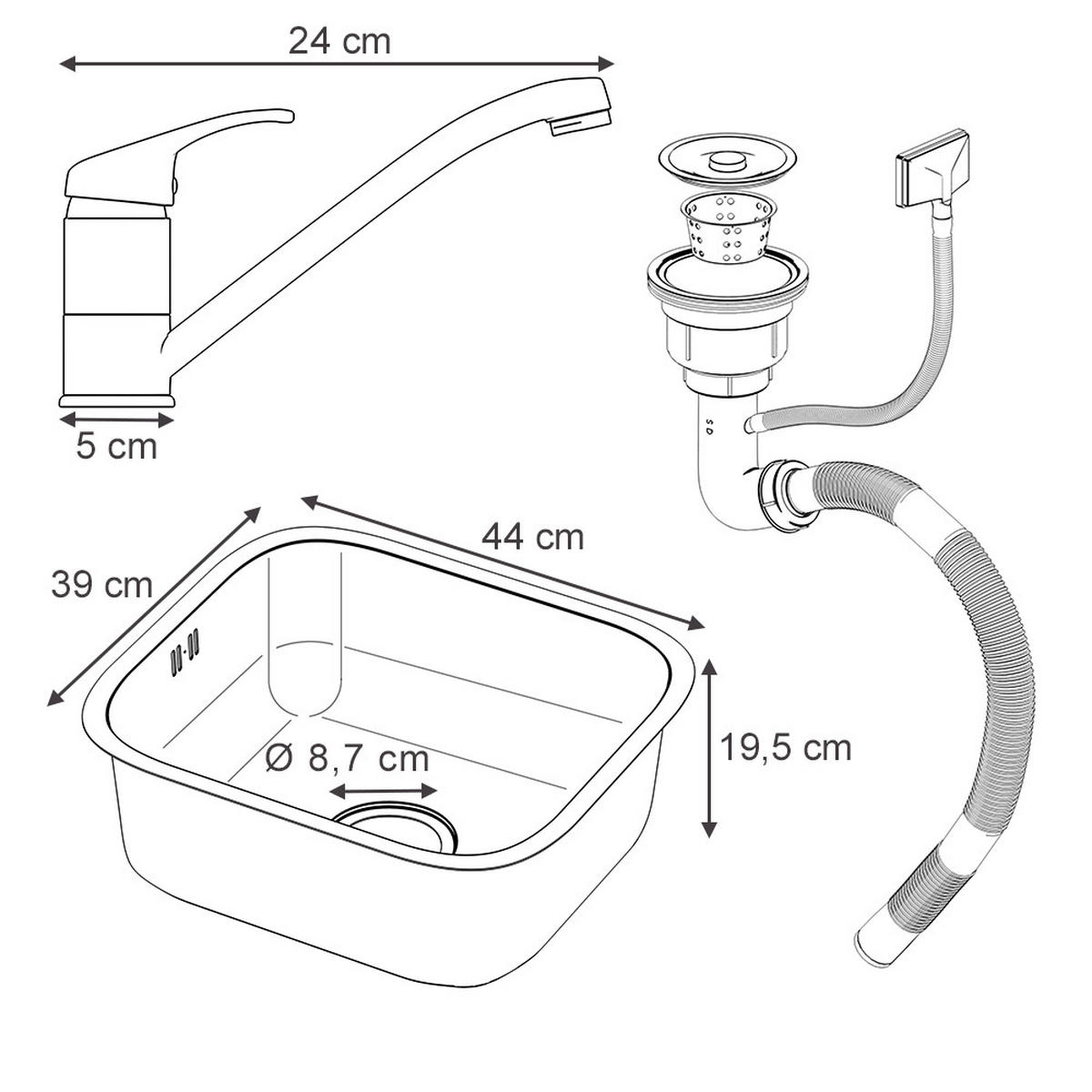 DŘEZ Flova Ocel - barva nerezové oceli, kov (39/19.5/44cm) - Vicco