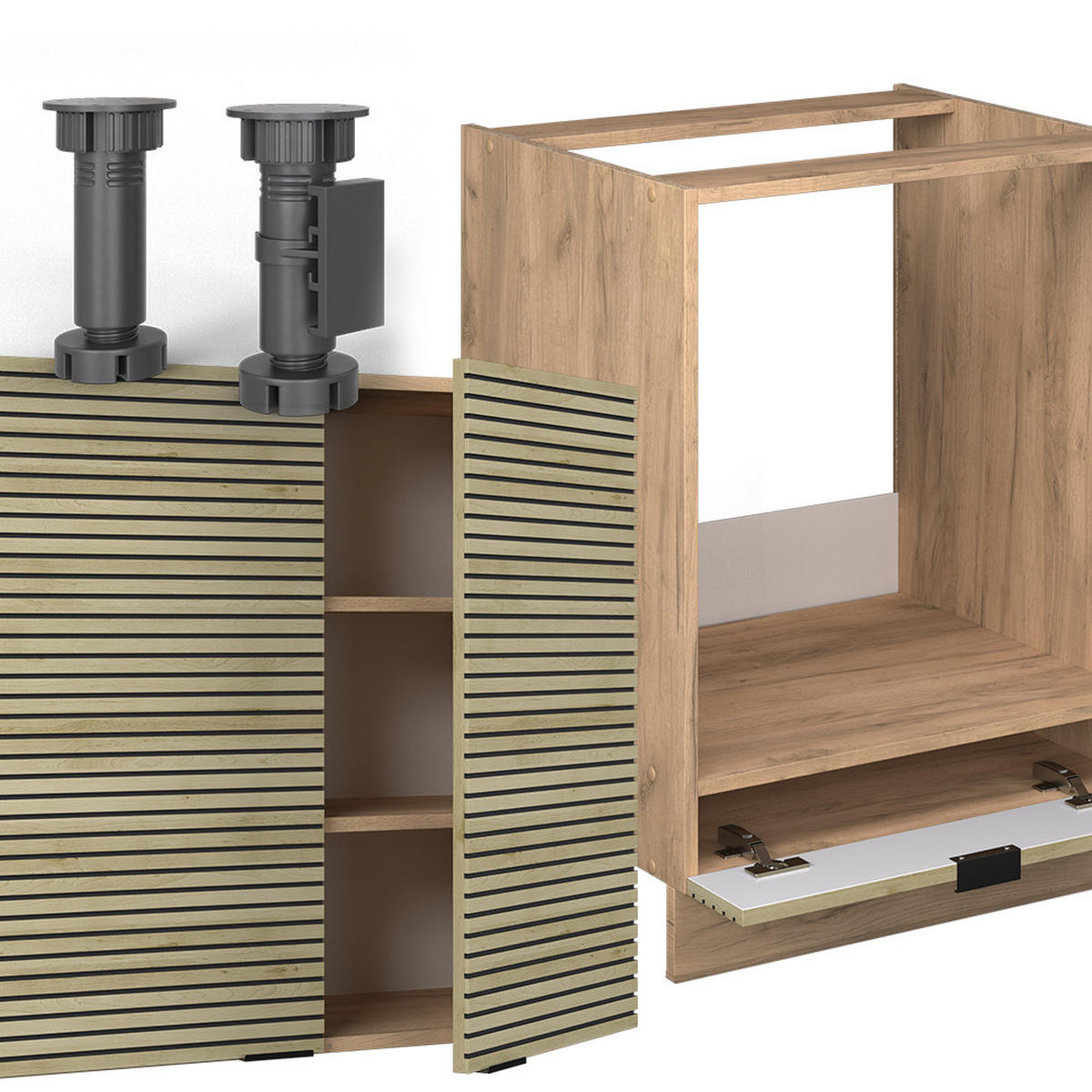 ECKKÜCHE Fame-Line Eiche Paneel/Goldkraft Eiche 160 x 190 cm , AP Eiche - Hellbraun/Eiche Wotan, Holzwerkstoff (190/81.6/60cm) - Vicco