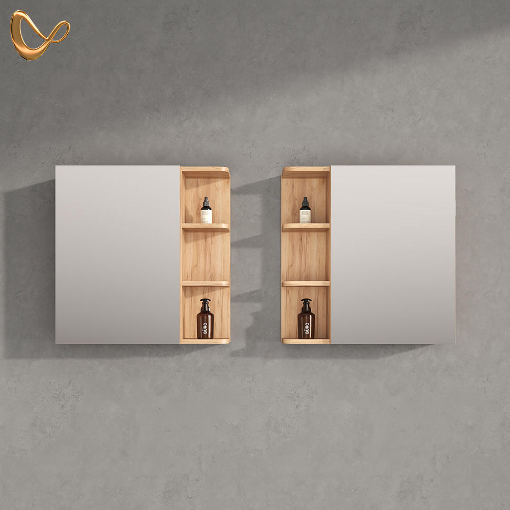 SPIEGELSCHRANK Fucino Goldkraft Eiche 62 x 64 cm - Honigeiche, Holzwerkstoff (62/64/20.8cm) - Livinity®