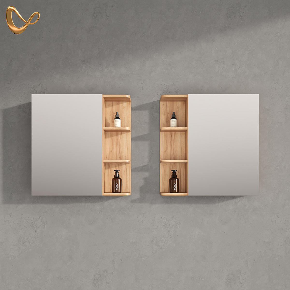 SPIEGELSCHRANK Fucino Goldkraft Eiche 62 x 64 cm - Eiche Wotan, Holzwerkstoff (62/64/20.8cm) - Livinity®