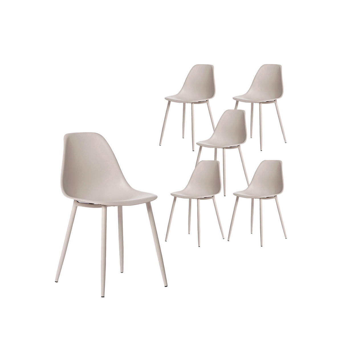 ESSZIMMERSTUHL Nina Beige 45 cm x 80 cm 6er-Set - Beige, Kunststoff (45/80/53cm) - Klast Home