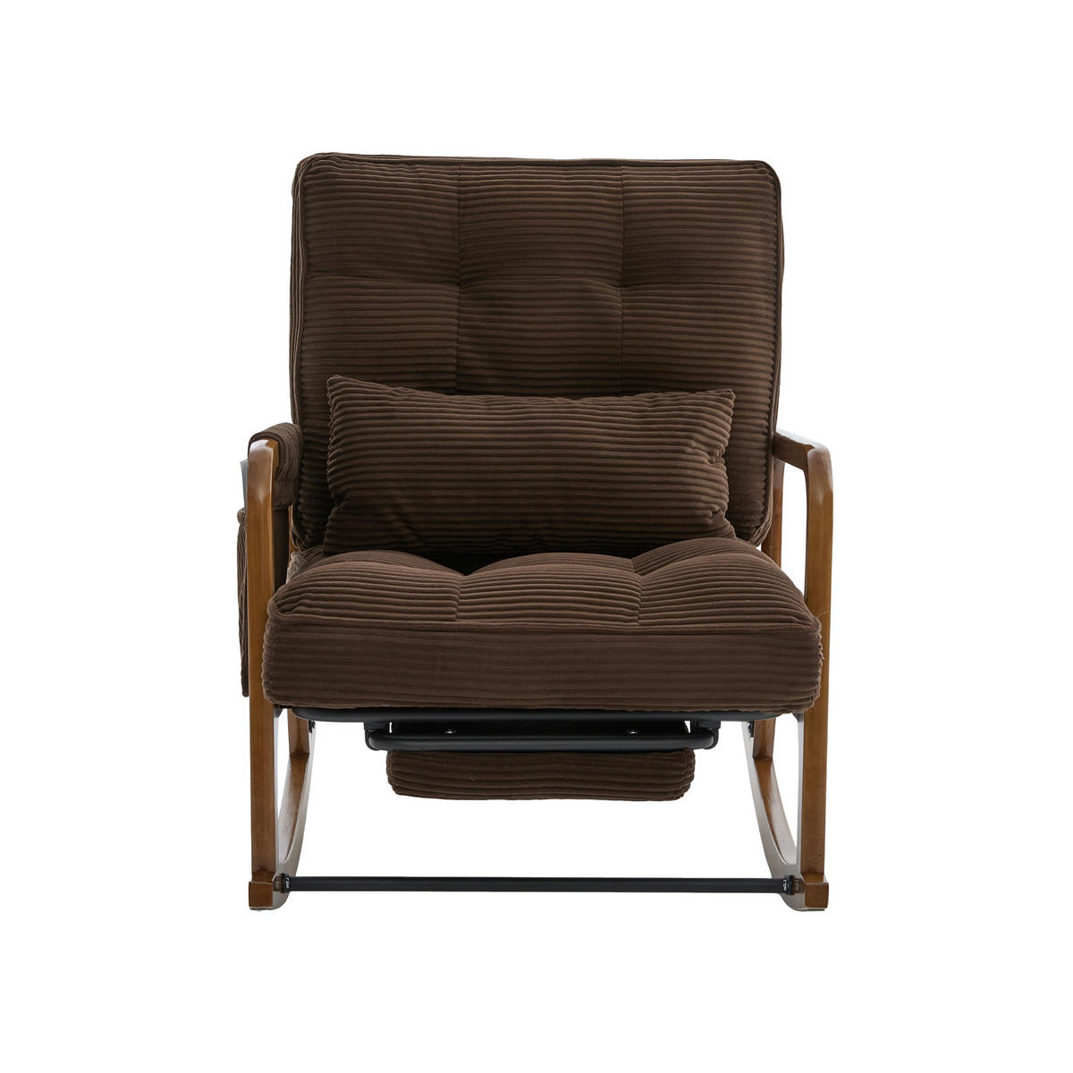 SCHAUKELSTUHL Kaffee Cord mit Fußstütze, Seitentaschen und verstellbarer Lehne - Mokka, Textil (80/92/70cm) - Oxeza