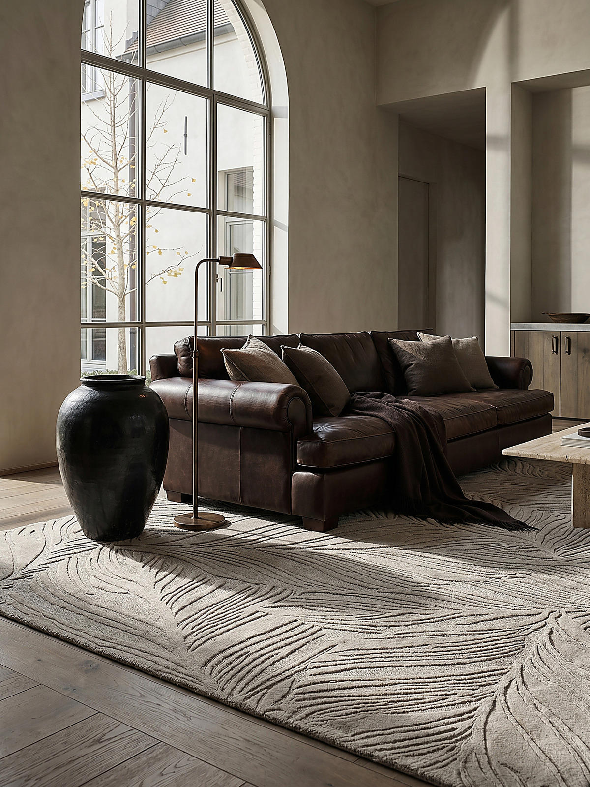 WOLLTEPPICH LEVEN, floral, Grau, 160 x 230 cm - Grau, Textil (160/230cm) - KADIMA DESIGN
