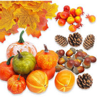 HERBSTDEKO Set 96-teilig Künstliche Kürbisse Ahornblätter Tannenzapfen Eicheln - Multicolor, Kunststoff (10cm)