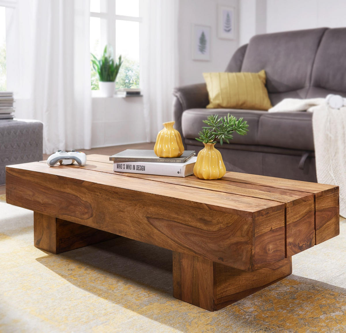 COUCHTISCH aus Massivholz, handgefertigt, pflegeleicht, aus Akazienholz und Edelholz, Braun 120x45x30 cm - Braun, Holz (45/120/30cm) - KADIMA DESIGN