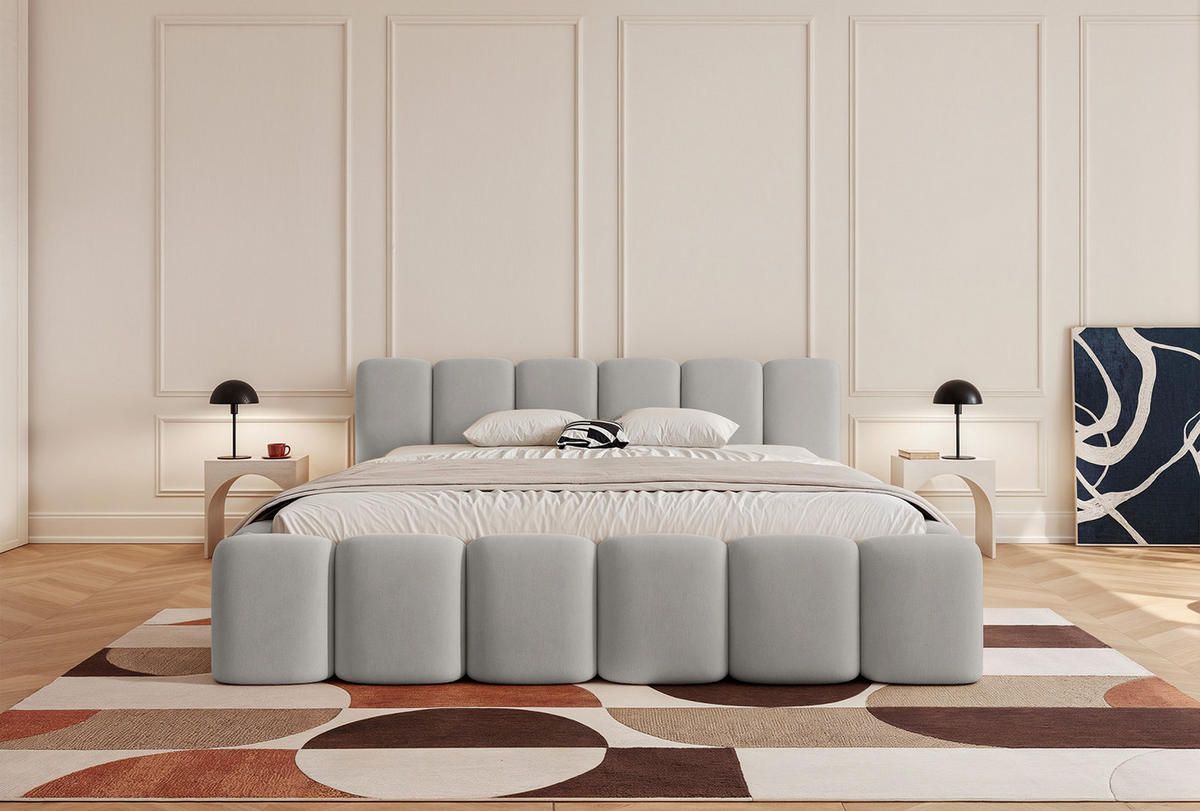 POLSTERBETT Limata 140x200 cm, Hellgrau - Hellgrau, Textil (140/200cm) - Fedve