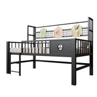 KINDERBETT 90/200 cm aus Metall mit Sicherheitsgitter und Stauraum, Schwarz - Schwarz, Metall (90/200cm) - Flora Grace