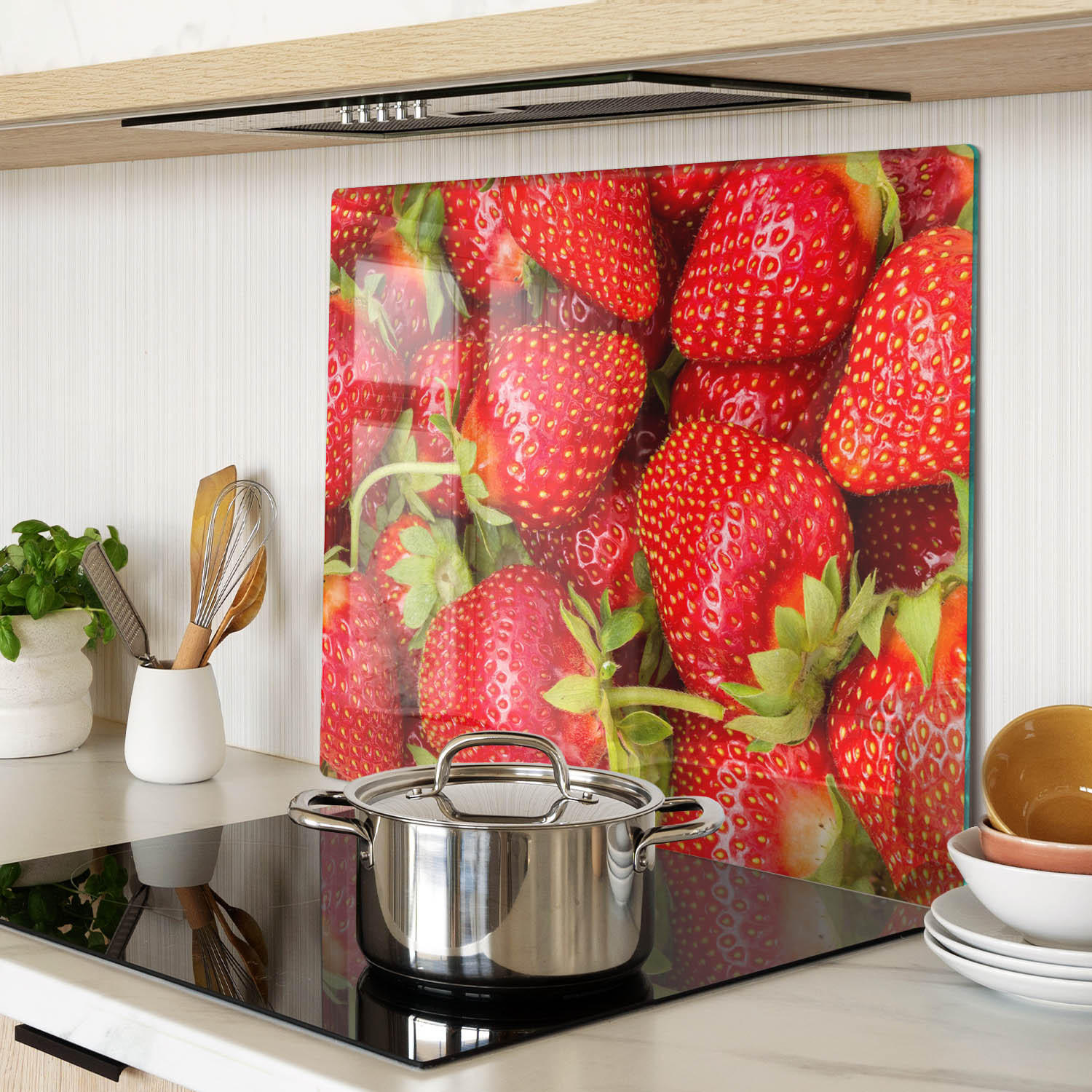 GLASPLATTE 60x52 cm Erdbeeren - Rot, Glas (60/0.4/52cm) - TULUP