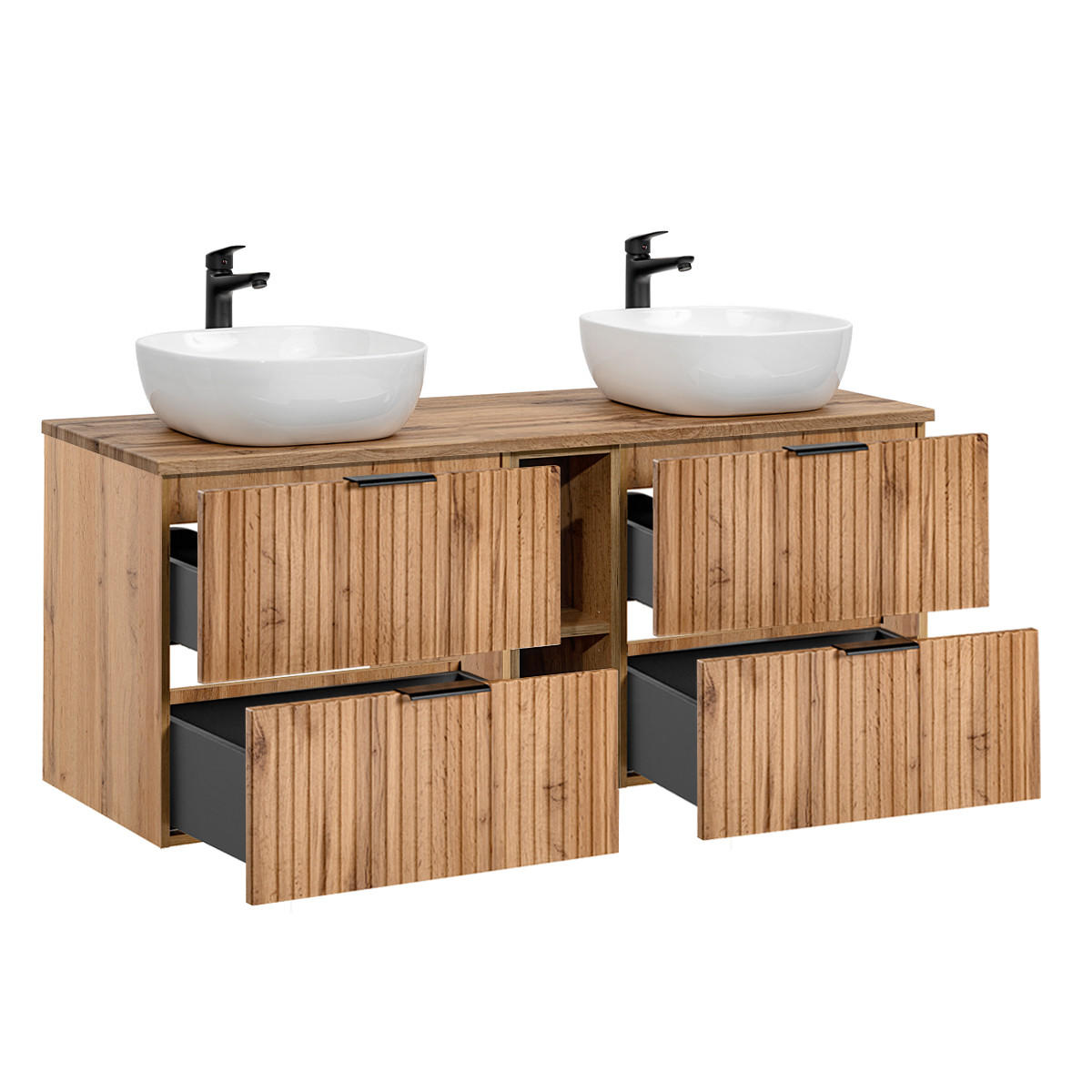 BADMÖBEL Adriel 2er-Set Holz - Braun, Holzwerkstoff (140.8/59/46cm) - Petits-meubles