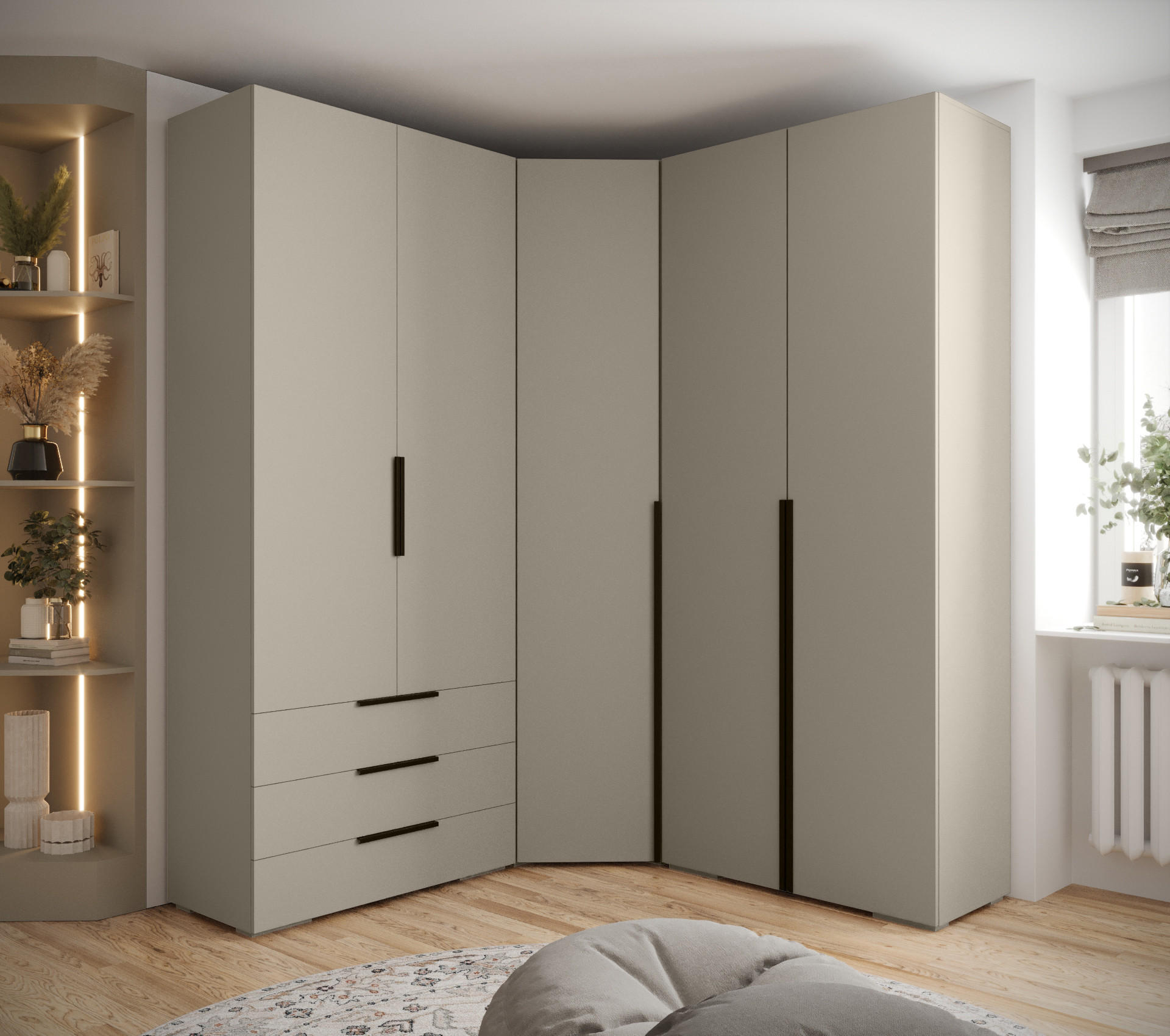 GARDEROBEN-SET 236,7/181,7/47 - Kaschmir/Schwarz, Holz/Kunststoff (181.7/236.7/47cm) - Abiks Möbel
