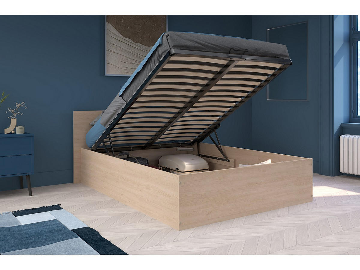 BETT mit Bettkasten - 2 Personen - holz - naturfarben hell Velona - Naturfarben, Holz (140/190cm) - Vente-Unique
