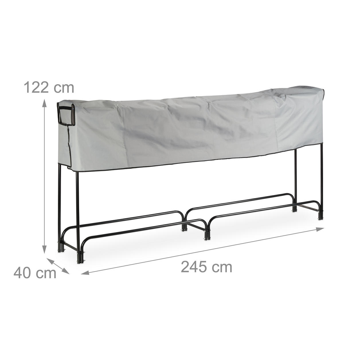 KAMINHOLZREGAL - Multicolor, Textil/Metall (245/122/40cm) - Relaxdays