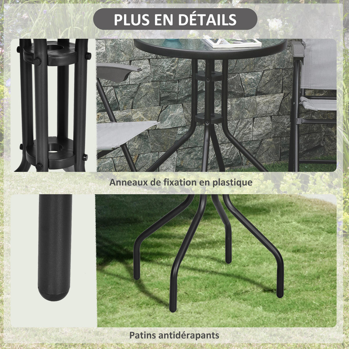 BALKONTISCH DE-14235 rund Ø60x70 cm Schwarz - Schwarz, Metall (60/60/70cm) - ComfortXL