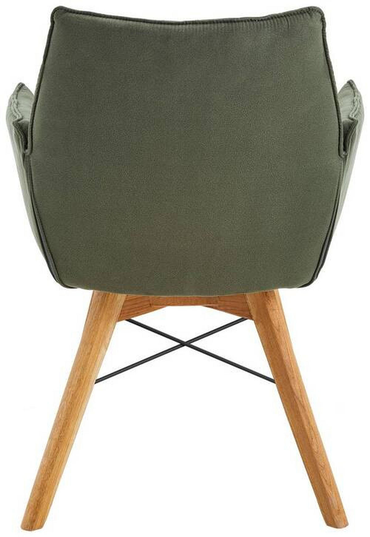 Chaise avec accoudoirs en tissu olive et pieds chêne sauvage - Waldwelt