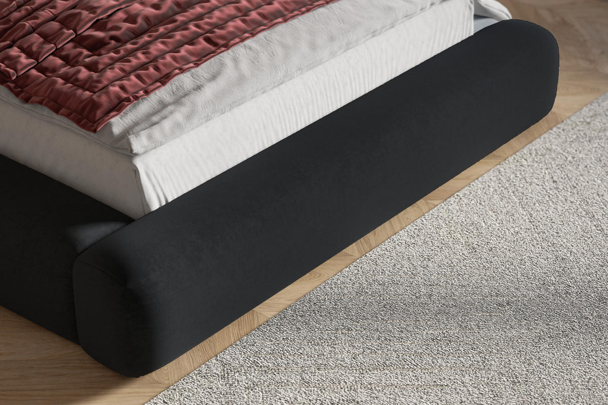 DOPPELBETT 140x200 cm Lumaro mit Dicker Schaum und Bettkasten, Schwarz - Schwarz, Holz/Textil (140/200cm) - Emporius