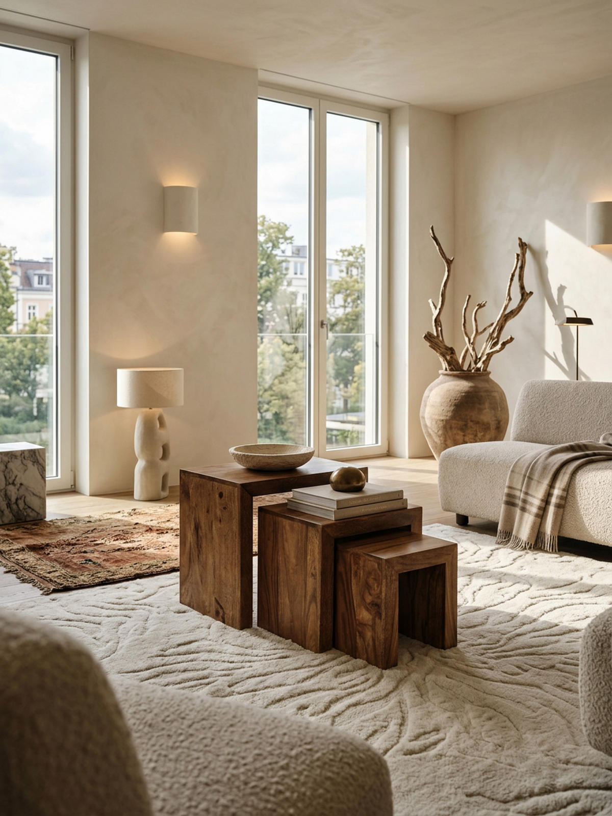 BEISTELLTISCH 3er Set Massivholz Platzsparend Handgefertigt, Braun 50x30x50 cm - Braun, Holz (30/50/50cm) - KADIMA DESIGN