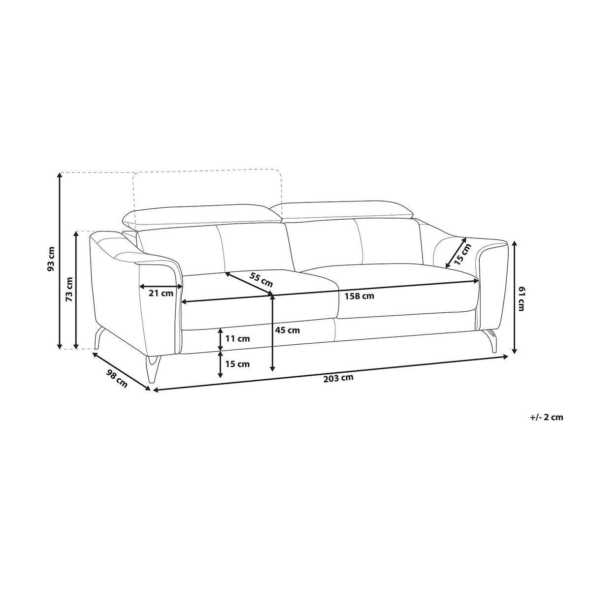 SOFA Leder Goldbraun Narwik - Goldfarben, Leder/Textil (203/93/98cm) - Beliani