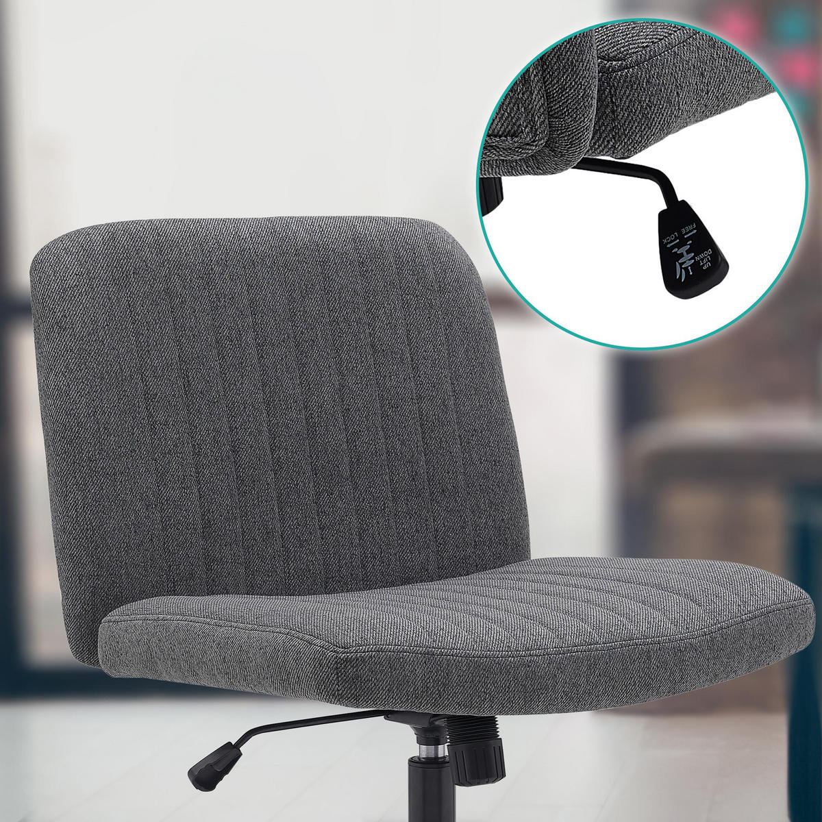 BÜROSTUHL Lynox Stoff dunkelgrau - Dunkelgrau/Schwarz, Metall (62/98/65cm) - TPFLiving