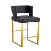 BARHOCKER 2er-Set Schwarz mit PU-Leder und goldenen Metallbeinen - Schwarz, Metall (48/91.4/53.3cm) - PANGIVO