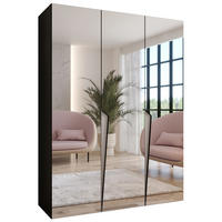 DREHTÜRENSCHRANK 202/150/52 3-türig - Beige/Schwarz, Holz/Metall (150/202/52cm) - Abiks Möbel