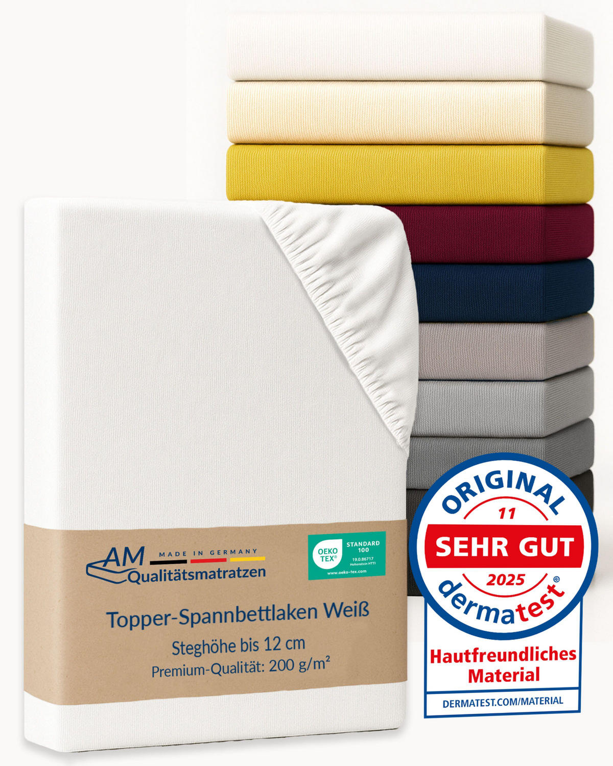NAPÍNACÍ prostěradlo 200/220/12 cm Bílá - bílá, textil (200/220cm) - AM Qualitätsmatratzen