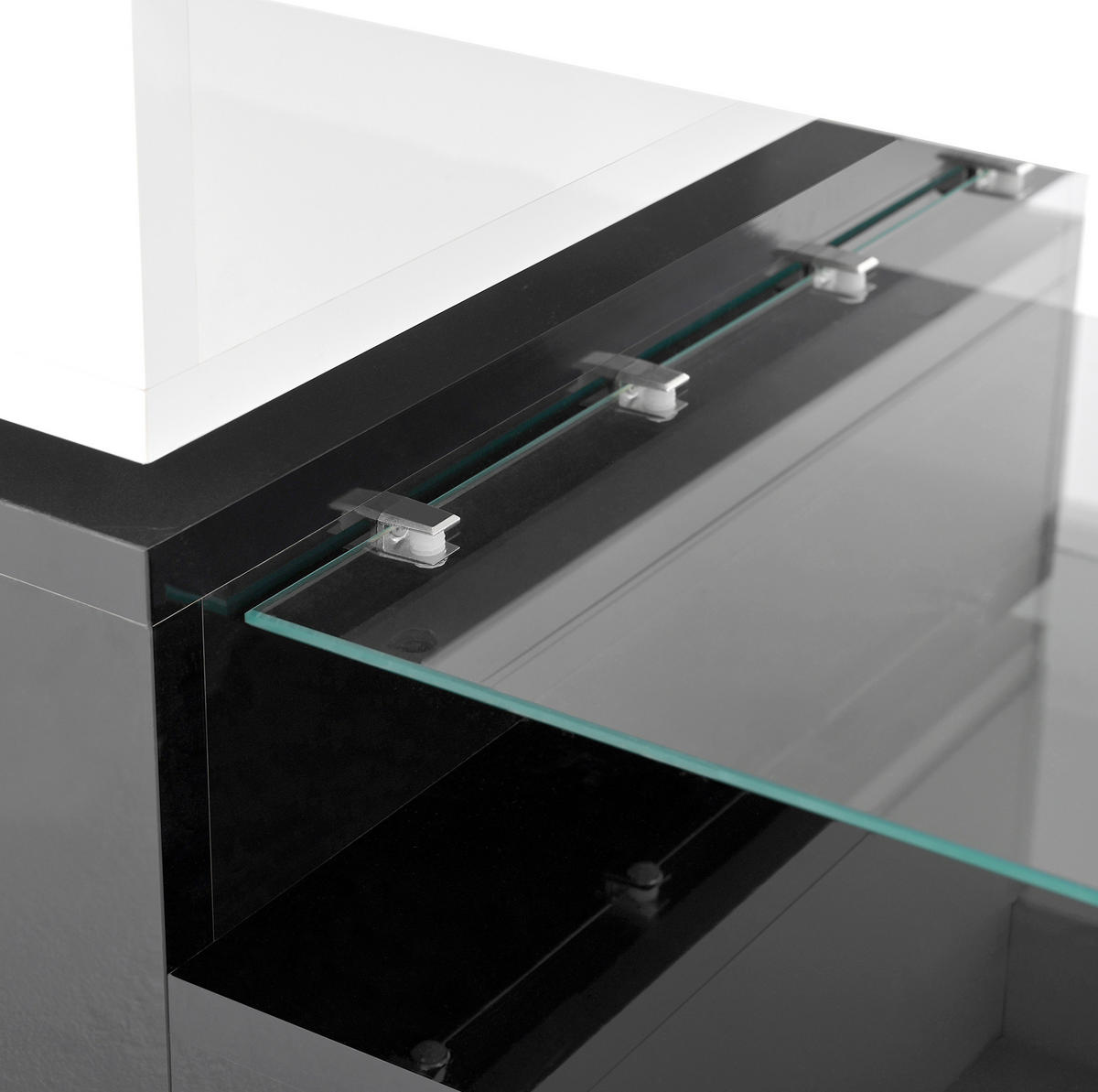 COUCHTISCH aus Holzwerkstoff 90/45/35,5 cm mit LED-Beleuchtung, APP- & Bluetooth-Steuerung und Glasablage, Schwarz/Weiß - Weiß, Holzwerkstoff (90/45/35.5cm) - Redom