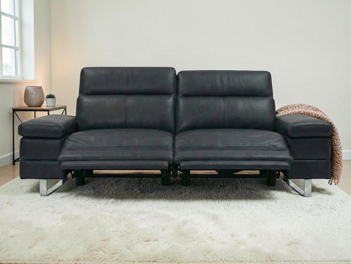 2-SITZER Sofa Virage Echtleder mit 2 x Relaxfunktion Schwarz - Schwarz, Leder/Metall (184/75/109cm)