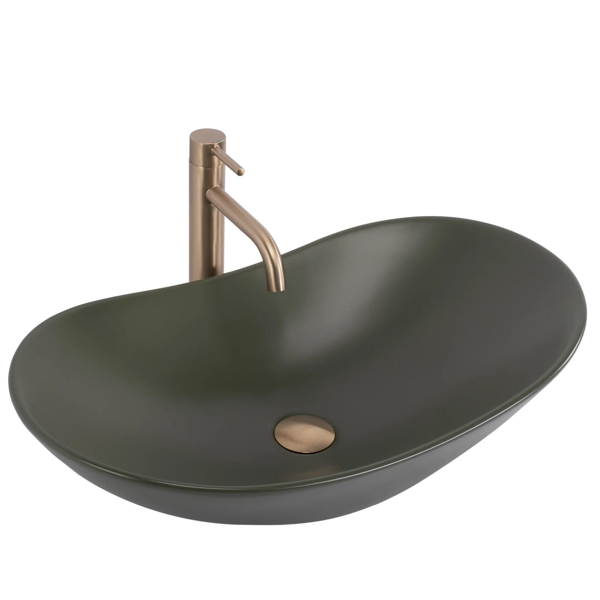 AUFSATZWASCHBECKEN Rea Royal Olive Matt - Grün, Keramik (35.5/15.5/61.5cm) - REA