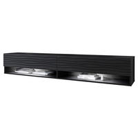 TV-LOWBOARD A180 MDF mit RGB LED Beleuchtung - Alufarben/Schwarz, Holzwerkstoff/Kunststoff (180/30/33cm) - MIRJAN24